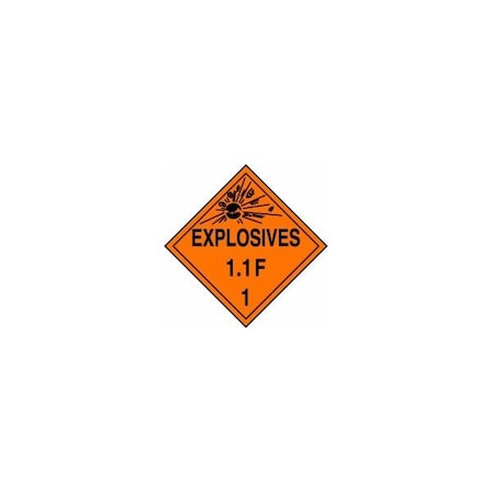 Accuform DOT PLACARD HAZARD CLASS 1 MPL16MG25 MPL16MG25
